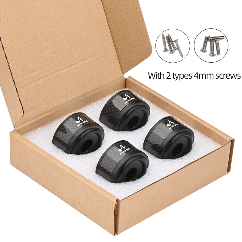 4PCS HiFi Speaker Shock Absorber Hi-end Carbon Fiber Solation Feet Pad for DAC Stereo Audio Speaker Amplifier: black