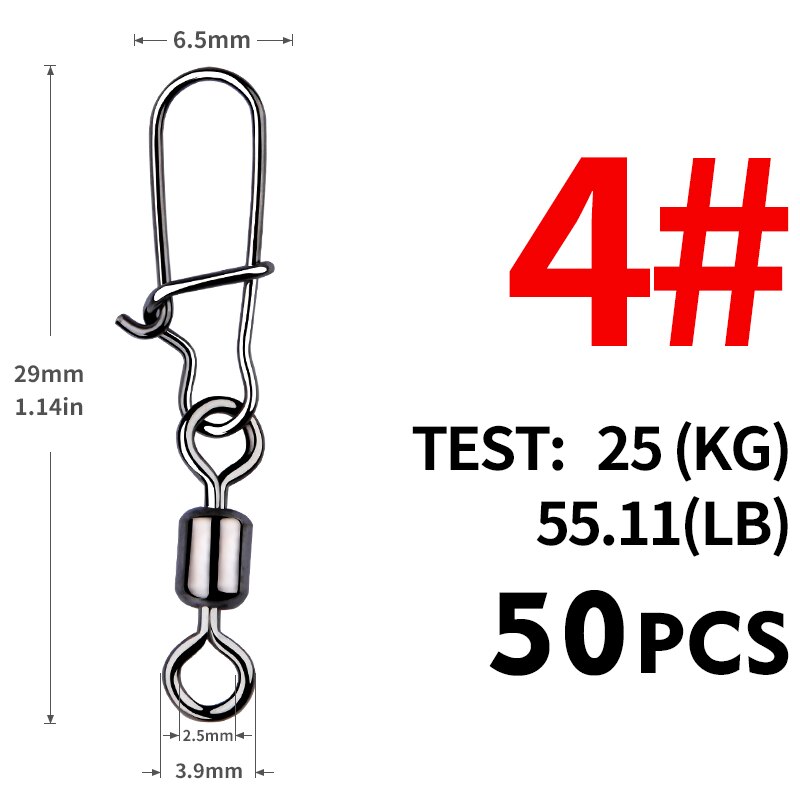 MEREDITH Pike Fishing Accessories Connector 50PCS Pin Bearing Rolling Swivel Stainless Steel Snap Fishhook Lure Swivels Tackle: Light Grey