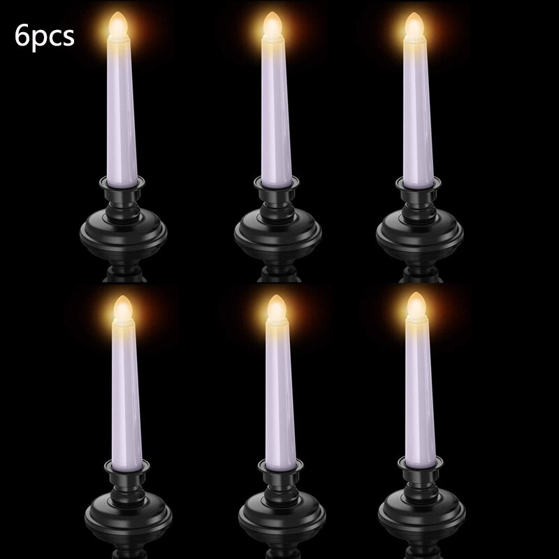Christmas Decorations Window Candles Battery Operated Flameless Flicker LED White Taper Candle Lights with Remote Timer Night li: black 6pcs