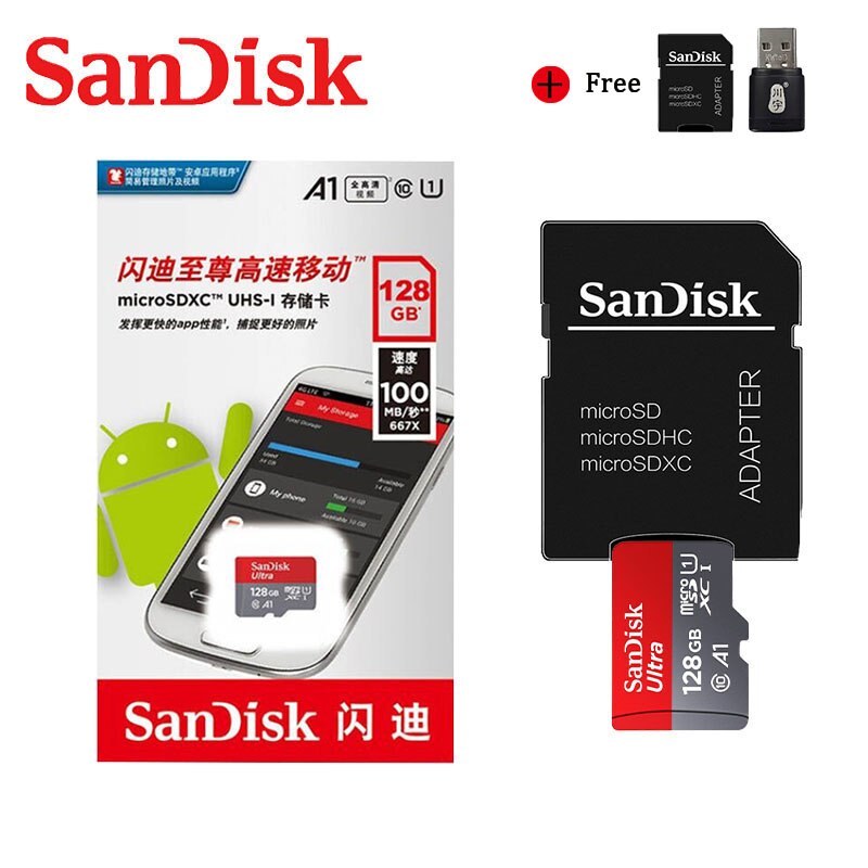 SanDisk Ultra Micro SD 32GB 64GB 128GB 200GB 256GB 16GB 400GB microSD Memory Card A1 Class10 UHS-1 98MB/S TF/SD Card For phone