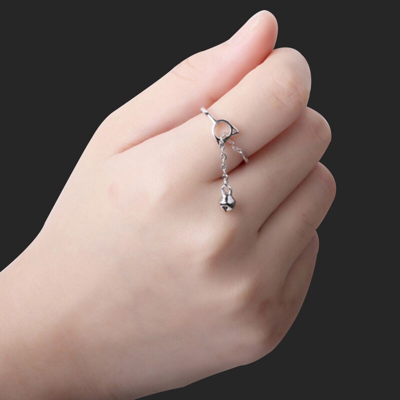 Simple Tassel Adjustable Rings Silver Color Chain Bead Pendant Ring Romantic Circle Geometric Rings Women Girl Finger Jewelry: Style 3