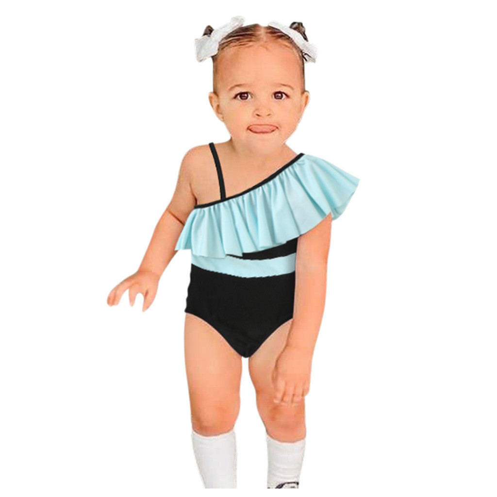 Trajes de baño de una pieza para niñas, trajes de baño de piña para niñas, trajes de baño de verano , trajes de baño para la playa # D: Black / 80