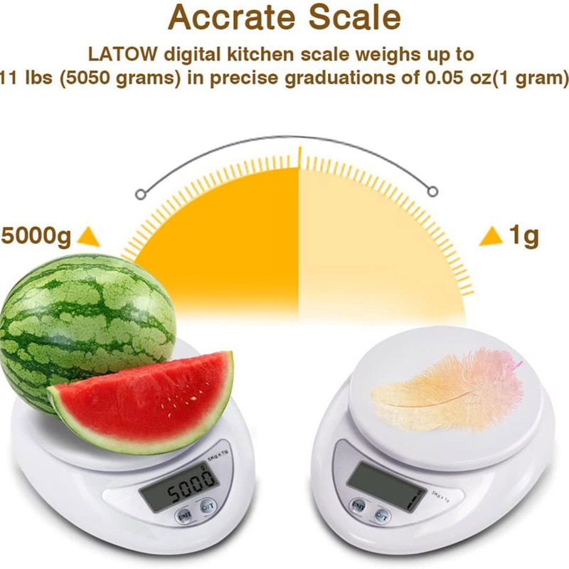 5kg / 1g Portable Digital Scale LED Electronic Scale Food Measurement Weight Battery Powered Measurement Weight Kitchen Gadget