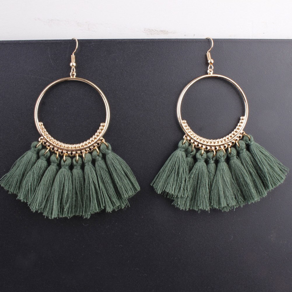 Vintage dynda spadek Tassel kolczyki dla kobiet kobieta moda oświadczenie etniczne artystyczne Boho duże kolczyki biżuteria akcesoria