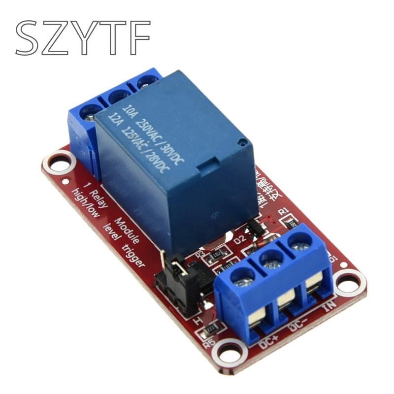 Módulo de relé de 1 canal 5V/12V, Escudo de placa con soporte de optoacoplador, disparador de nivel alto y bajo para Arduino