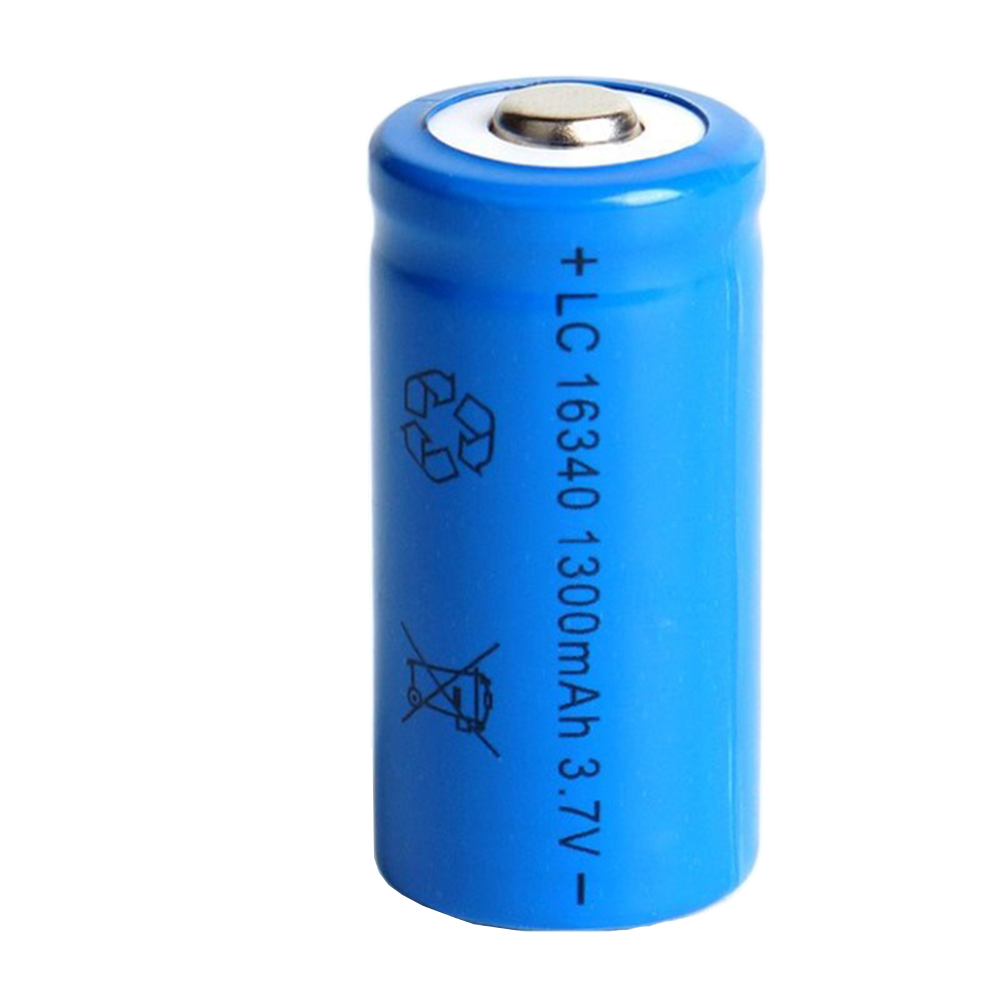 Batería recargable de iones de litio de 1300mAh, 3,7 V, 16340 baterías CR123A para linterna LED, cargador de pared de viaje para batería 16340 CR123A