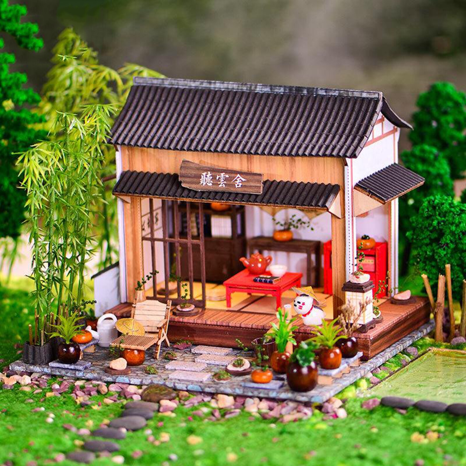 Cottage DIY Miniature DollHouse Kit with LED Handmade House Kits