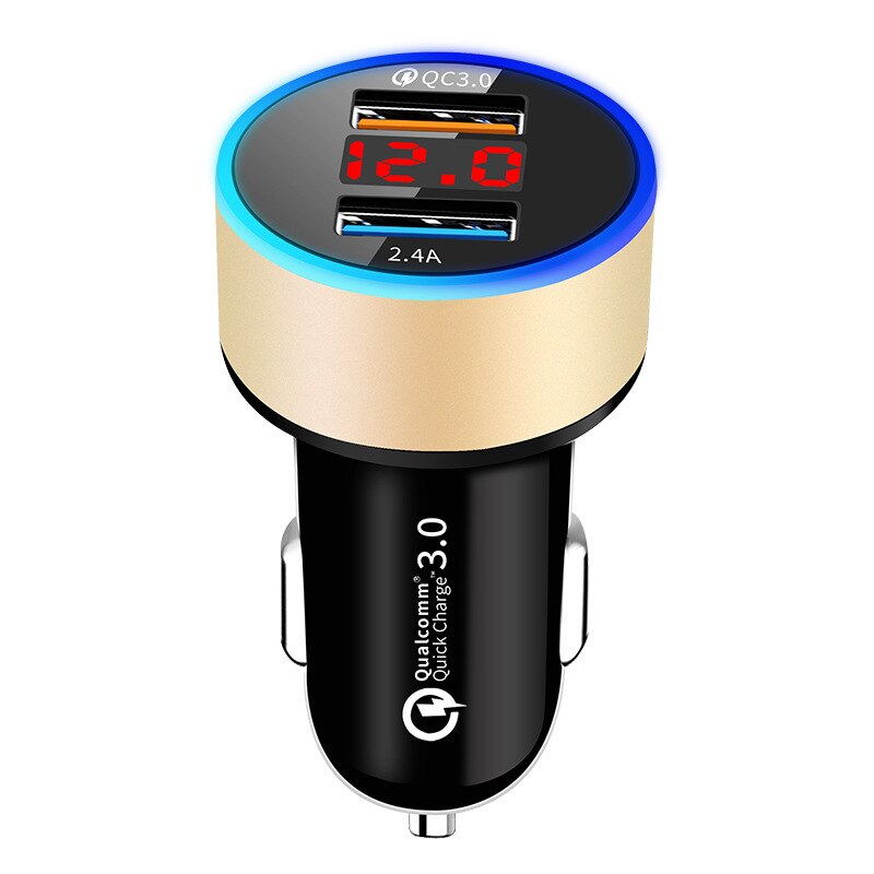 Vanniso Dual Car USB Charger Quick Charge QC 3.0 For Samsung S8 S9 S10 Xiaomi Redmi Huawei Mobile Phone Fast Charging Adapter: Golden qc 3.0