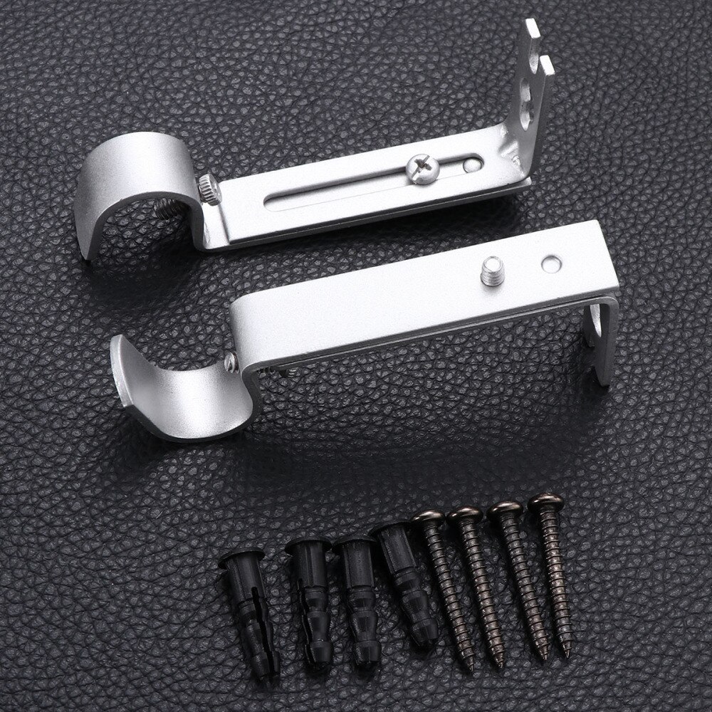 2 PCS 19.05mm Adjustable Curtain Rod Curtain Pole Holder Curtain Drapery Rod Brackets (Black): Silver