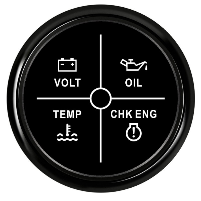 52mm universal 4 led alarme calibre volt/óleo/temp de água/verificação do motor 4 led indicador de alarme apto para o carro caminhão barco marinho yatch