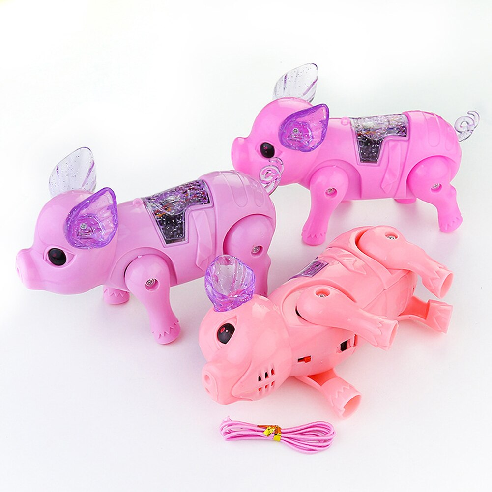 Electric LED Lighting Musical Pig Animal with Leash Walking Xmas Toy Kids Educational Toys for Children