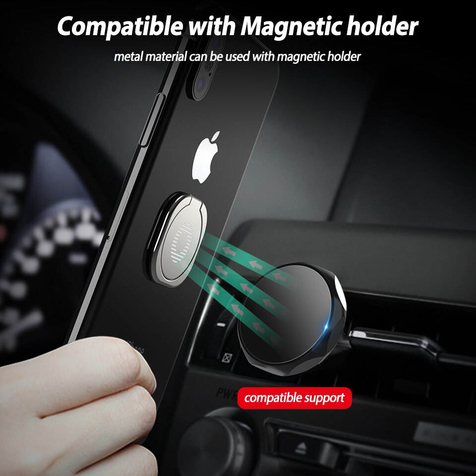 Luxury metal Mobile Phone Socket Holder Universal 360 Degree Rotation Finger Ring Holder Magnetic Car Bracket Stand Accessories