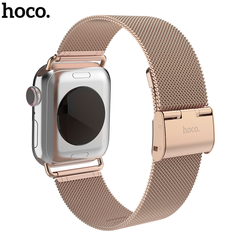 HOCO Milanese Schleife Edelstahl Strap für Apple Uhr Serie 1 2 3 4 5 Band Ersetzen Armband für iWatch 44/42mm 40/38mm Bands: Rose Gold / 44mm 42mm