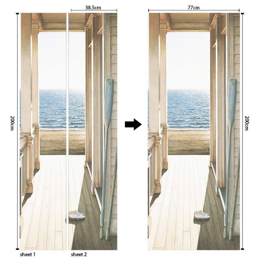 3D Door Sticker European Style Wall Mural Art Wallpaper Poster Door Stickers Self Adhesive Removable Home Door Decals Bedroom