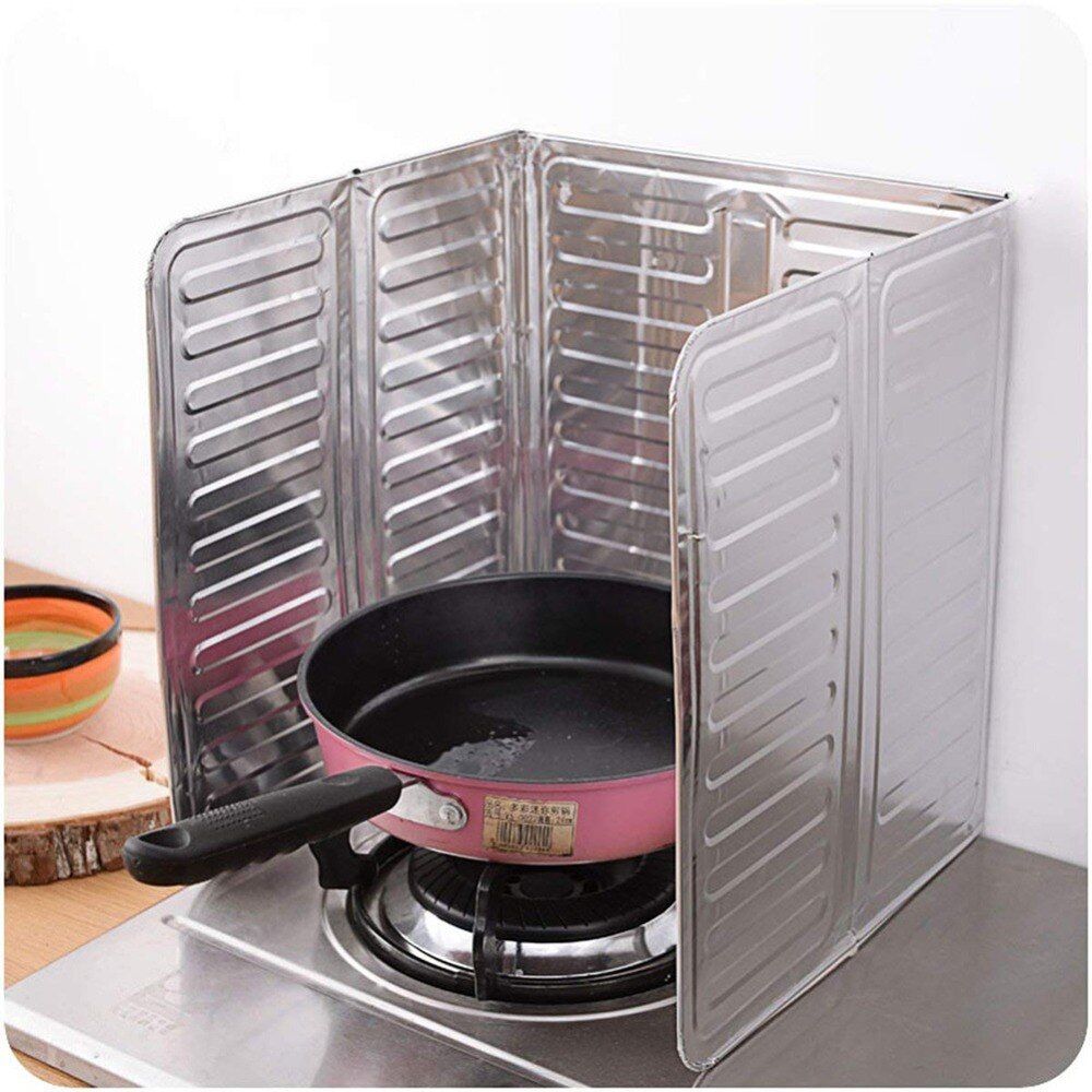 1Pcs Cooking Frying Oil Splash Guard Aluminum Foil Gas Stove Shield Oil Splatter Screen Oil Removal Board Kitchen Tool