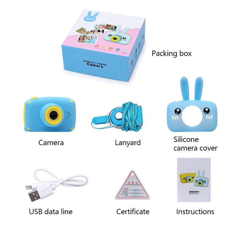 Kids Digital Camera - 1080P HD Video - Cartoon Toy Camera for Girls Boys - 2" Screen, 4-32GB Storage