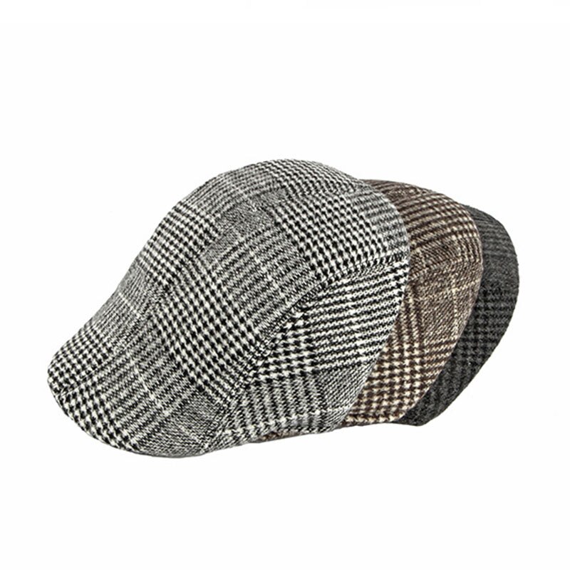 British Style Winter Berets Hat Men Flat Ivy Cap Middle-aged elderly Berets Cap Duckbill Hat Painter Herringbone Cap