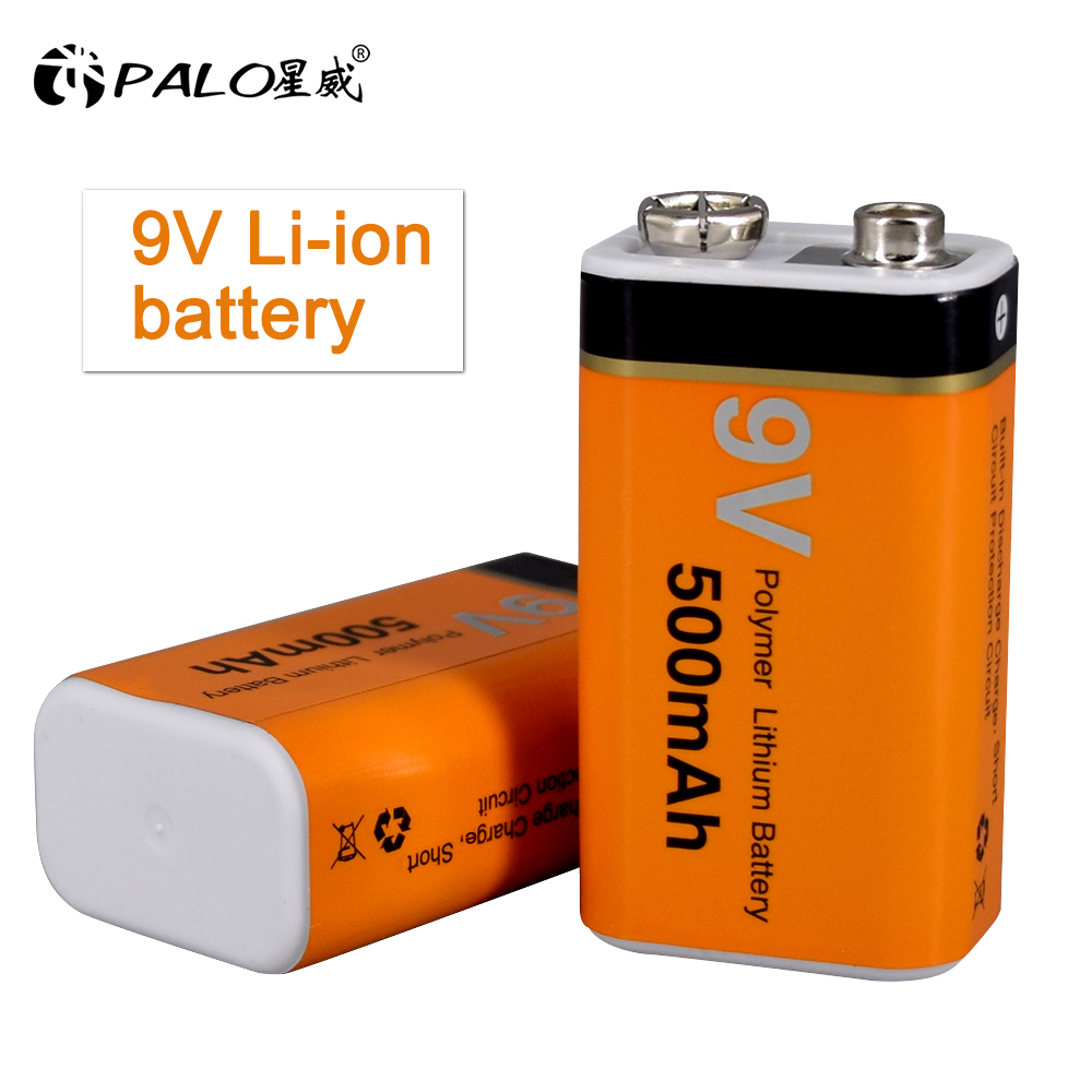 Palo 500 mah 9v li-ion genopladeligt batteri 9v batteri + smart 9v oplader til 9v nimh genopladelige li-ion batterier