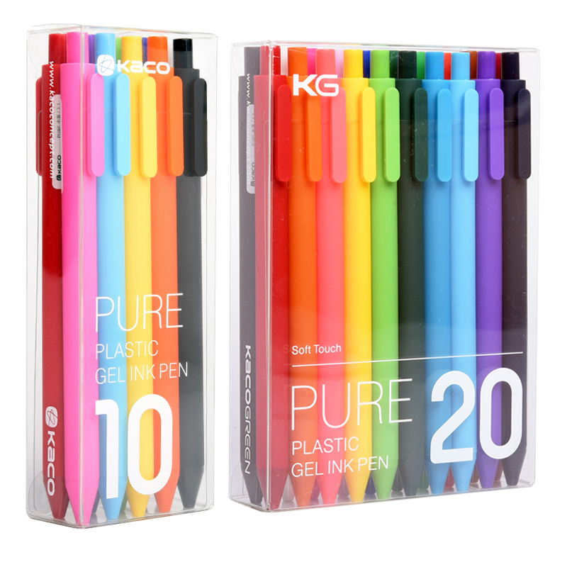 10/20Pcs Kaco Pure Serie Kleurrijke Gel Pen Met 0.5 Mm Kleurrijke Refill Kawaii Neutural Gel Pennen Voor student Tekening Schrijven