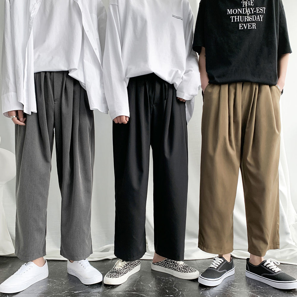 Män & #39 ;s business casual byxor formella lösa vida ben byxor siden byxor enfärgad sociala kostym byxor storlek s -3xl