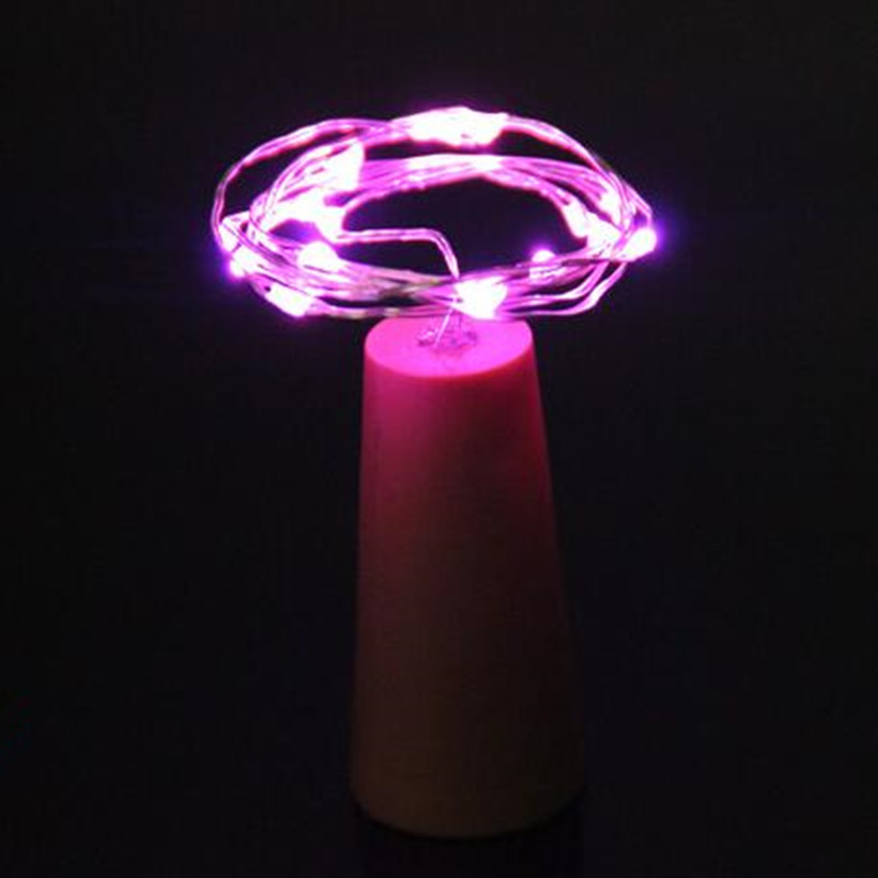 Zilveren koperdraad fleskurk stop led-lichtsnoer huisdecoratie 75cm lengtes gloeiend feest bruiloft verjaardag: Paars