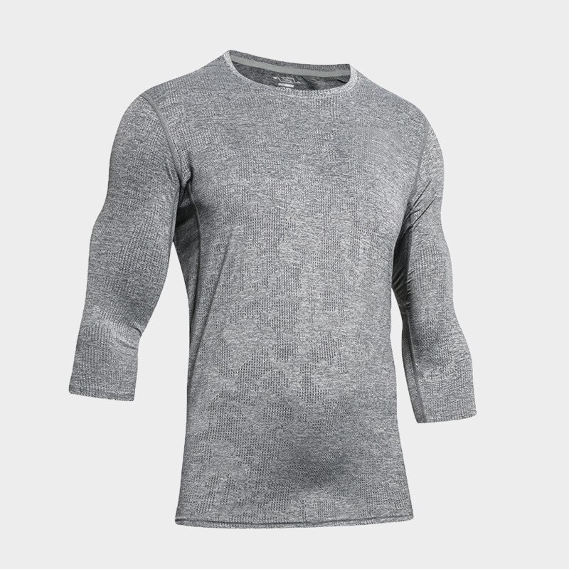 Pustende jacquard løpeskjorter herre langermet mesh rashguard fitness sportsklær raskt tørr hjemmetrening gym t-skjorte topper