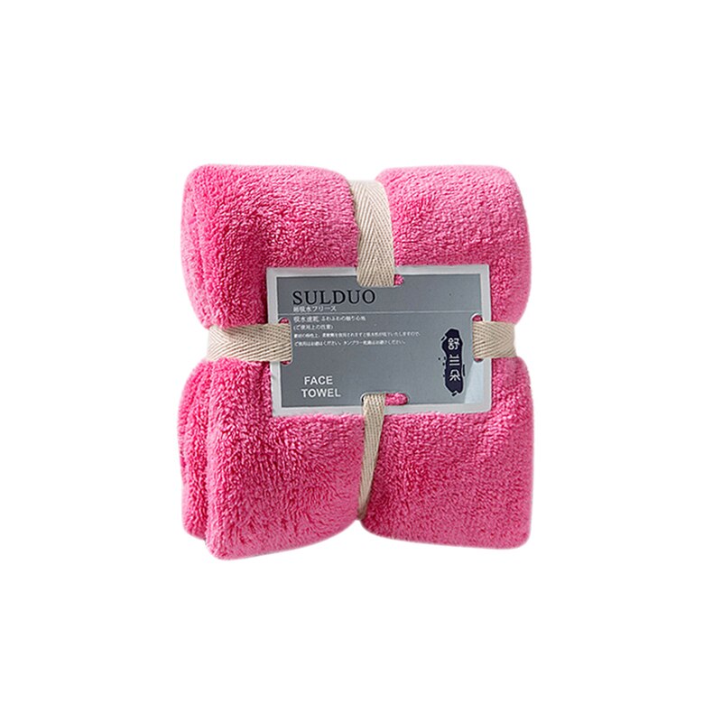 Washable Polyester-cotton Bathroom Towel Coral Velvet Towel Strong Water Absorpt Face Hand Towels Quick-Dry Bath Towels Wrap: Rose red