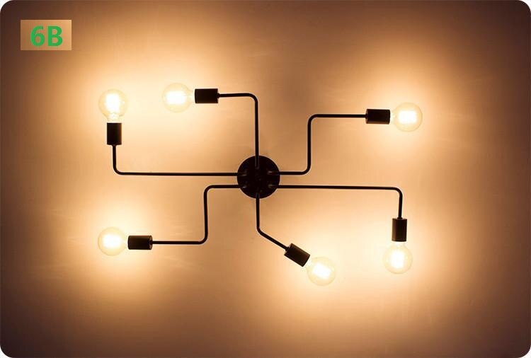 Flere stang metal lysekrone vintage jernloftlampe edison  e27 pære lamparas til hjemmebelysningsarmatur nordisk køkkenø