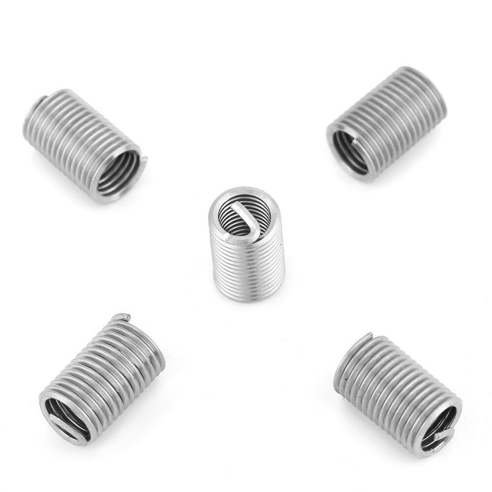 50Pcs Stainless Steel Coiled Wire Helical Screw Bushing Sleeve Set Thread Inserts M6x1.0x2.5D Self Tapping Thread Repair Tools