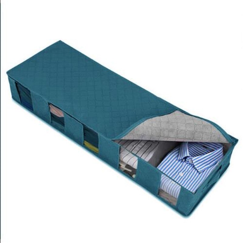 Doek Organizer Kledingkast Schoenen Doos Dekbed Opbergtas Onder Bed Multi Functie Grote Container: Blue