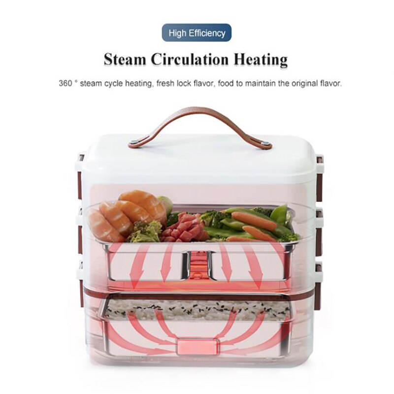 220V Double-layer Electric Microwave Heating Lunch Box Food Storage Container Portable Electric Heating Insulation Microwave Box
