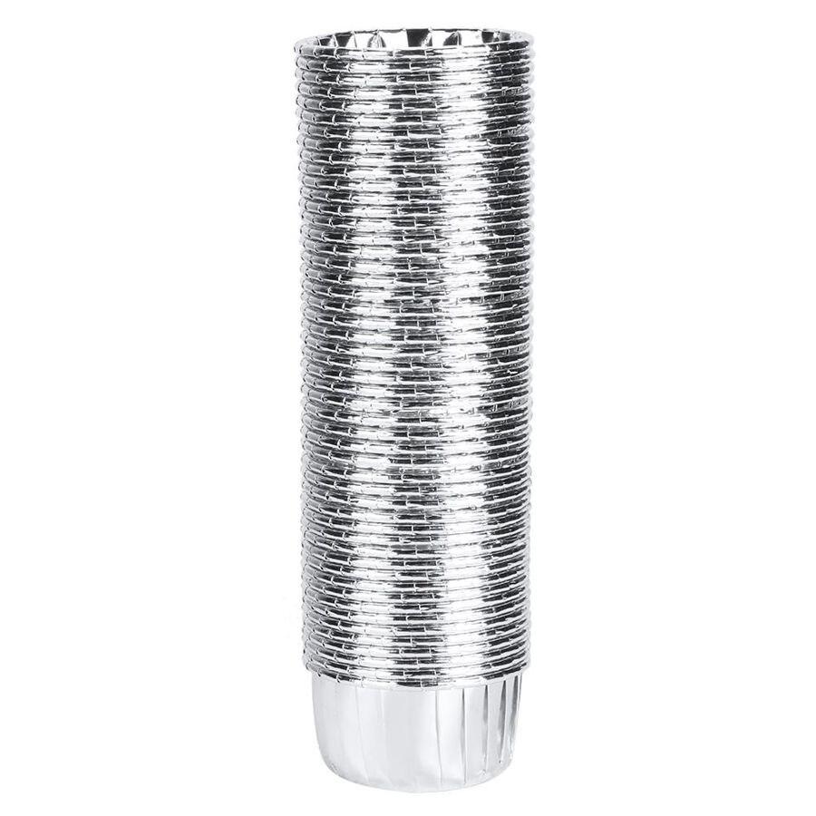 50pcs Gold Cupcake Wrapper Party Supplies Antiscalding Cake Cup Birthday Party Wedding Decoration Kitchen Baking Tool: Silver