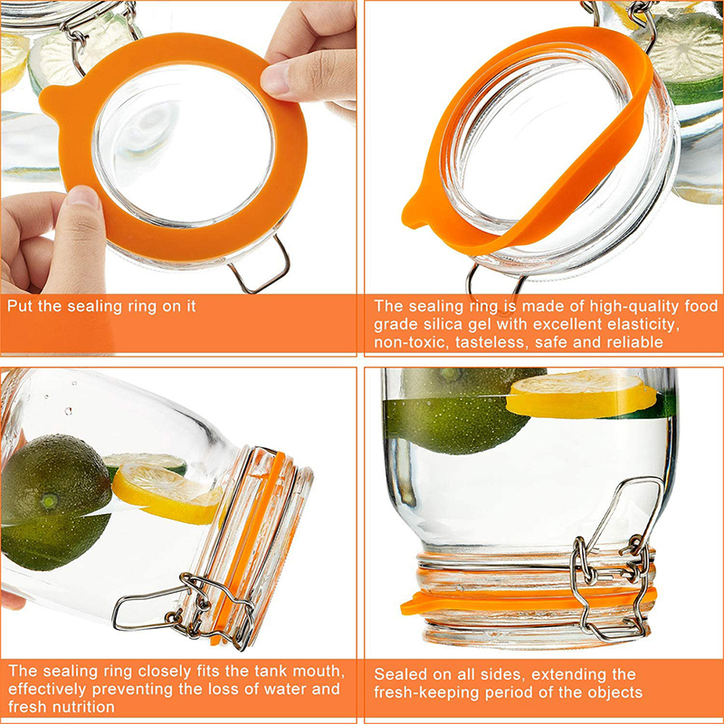 5Pcs Silicone Replacement Gasket Airtight Seals Rings Leak Proof Canning Seals for Glass Clip Top Jars Storage Containers