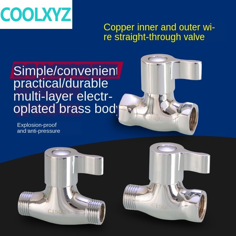 1/2IN Thread inner and outer wire straight valve brass angle valve open valve DN15 water pipe valve switch