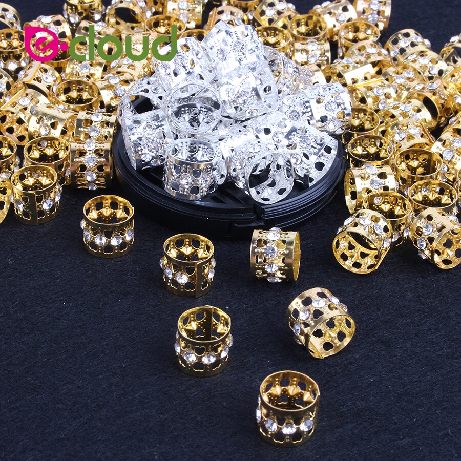 50 Stks/zak Dreadlock Kralen Metalen Haar Clips Accessoires Voor Dreadlocks Verstelbare Haar Kraal Gouden Zilveren Haar Ringen