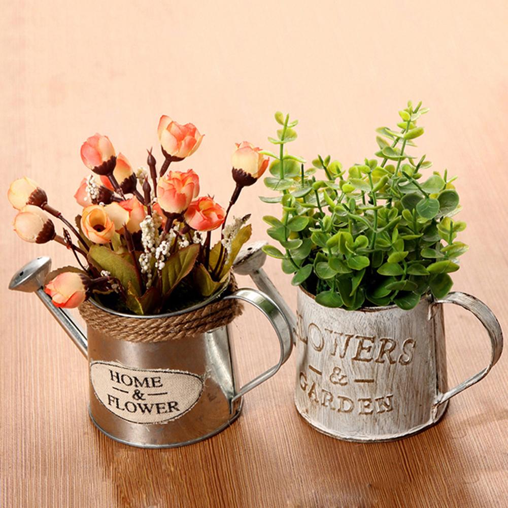 Regadera de jardín dorado, botella de agua de hierro y Metal Vintage, maceta Bucke para regar plantas, flores, decoración del hogar