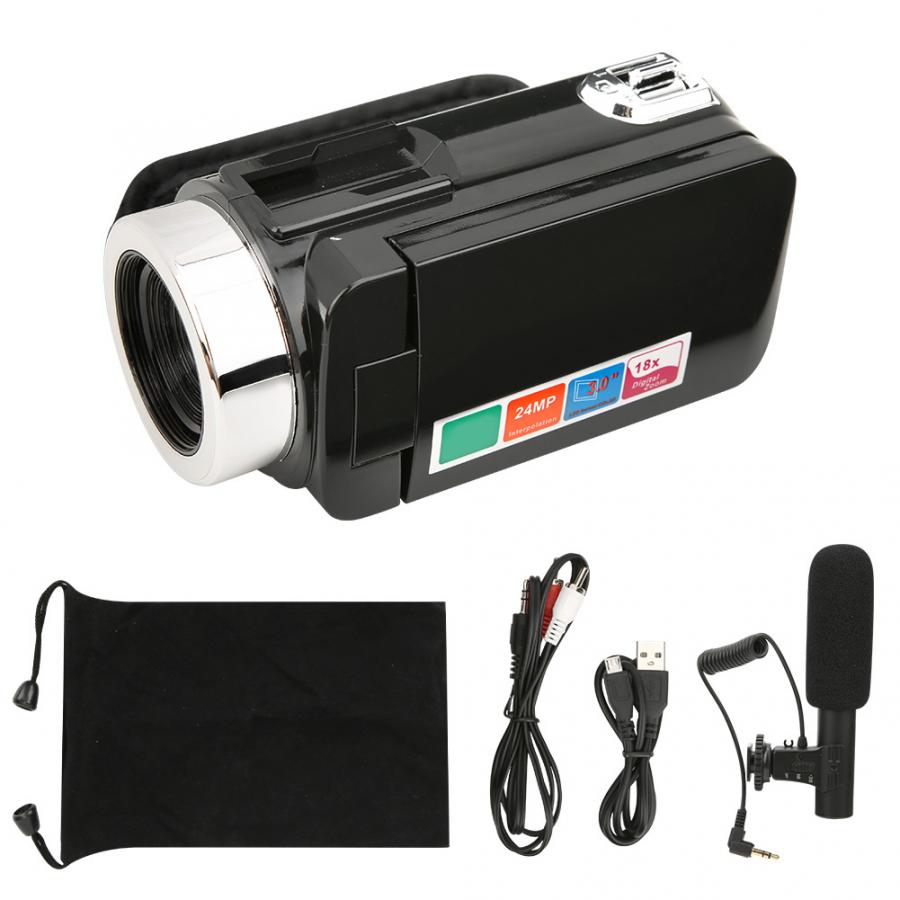vlog camera 3 inch LCD Screen Video Camera DV Camcorder 18X Digital Zoom HD 1280*720 24MP Cam with Built-in Speaker filmadora: with Microphone