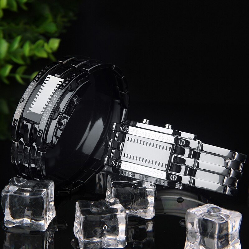 Skmei 0926 Led Binary Elektronische Horloge Roestvrij Stalen Armband Waterdicht Vrouwen Mannen Paar Digitale Horloges Relojes