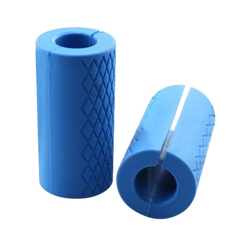1 par vægtstang håndvægte tykke stang håndtag silikone anti-slip beskytte pude pull up vægtløftning støtte