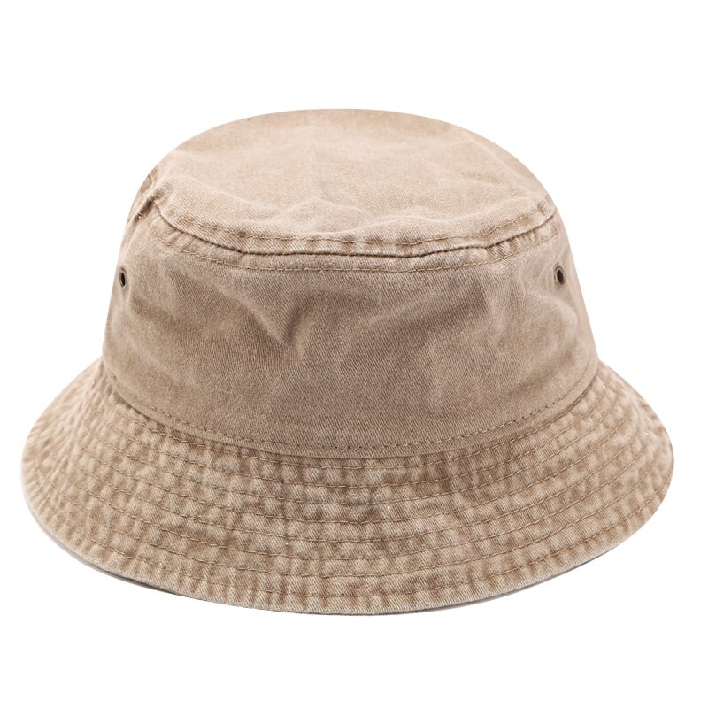Soild Bucket Hat Unisex Fisherman Hat Old Material Hiking Hat Women Ourdoor Cap Foldable Chapeau Men: Khaki