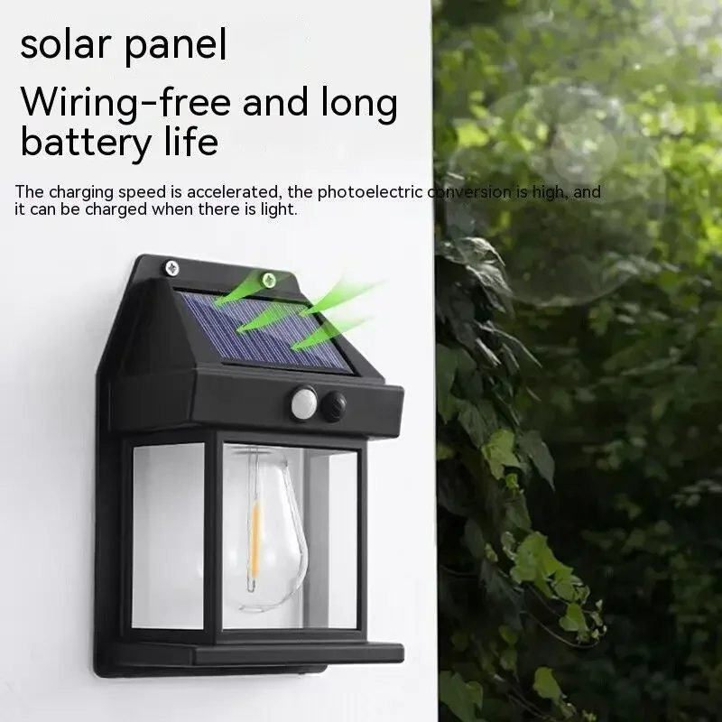 Solar Induction Wall Lamp Outdoor Garden Lights 3 Modes Motion Sensor Automatic LED Night Lights Outdoor Decor Lantern Lighting