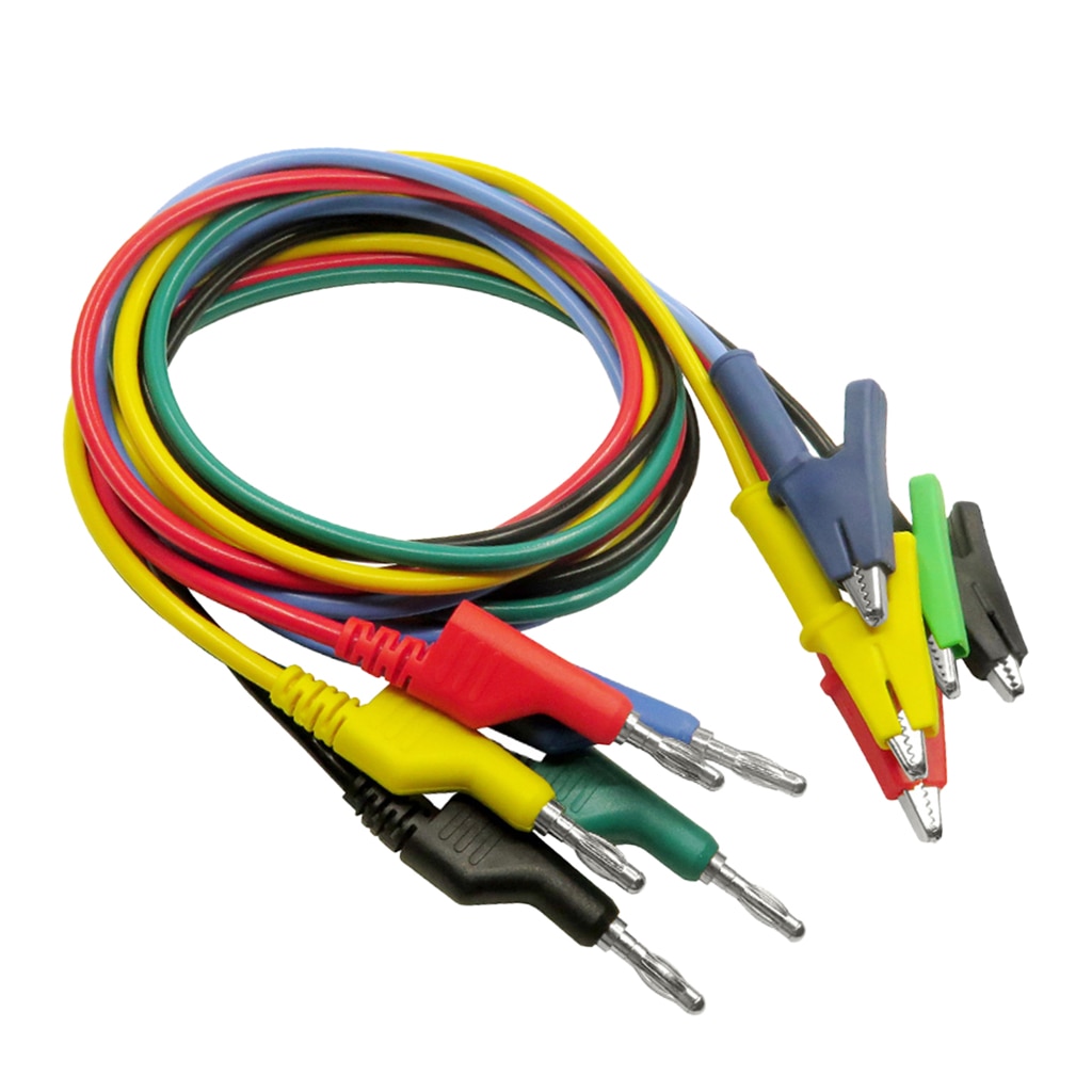 Silicone Banana Plug Naar Krokodil Alligator Clip Test Lead Wire Kabel 5 Stuks Per Verpakking 1Meter 4 Mm Banaan plug
