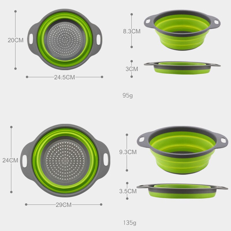 Colador plegable para lavar frutas y verduras, cesta, escurridor de platos de silicona, escurridor plegable, herramienta de almacenamiento de cocina