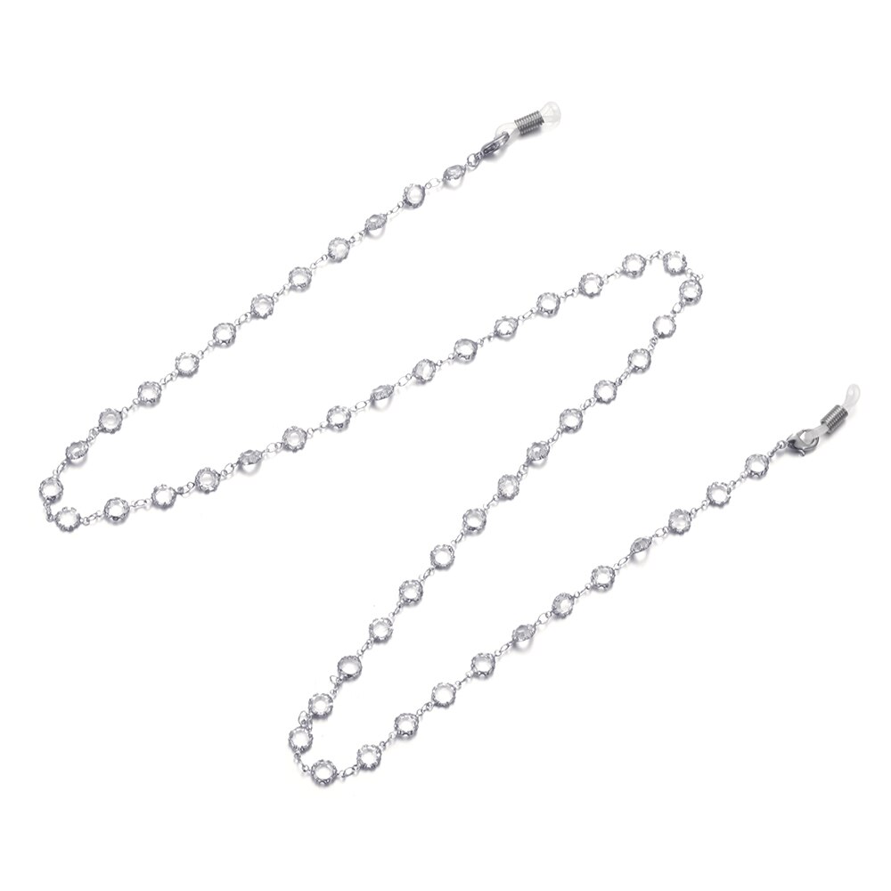 Crystal Kralen Bril Kettingen Vrouwen Mannen Mode Brillen Accessoires Antislip Zonnebril Ketting Koord Lanyard Strap 78Cm: Type 2-silver