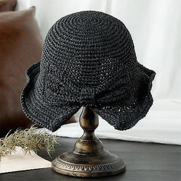 Novedad, sombrero de ala y lazo para verano, sombrero de verano plegable de ala ancha, sombrero de paja flexible, sombrero de playa para verano para mujeres y niñas BN99: Black