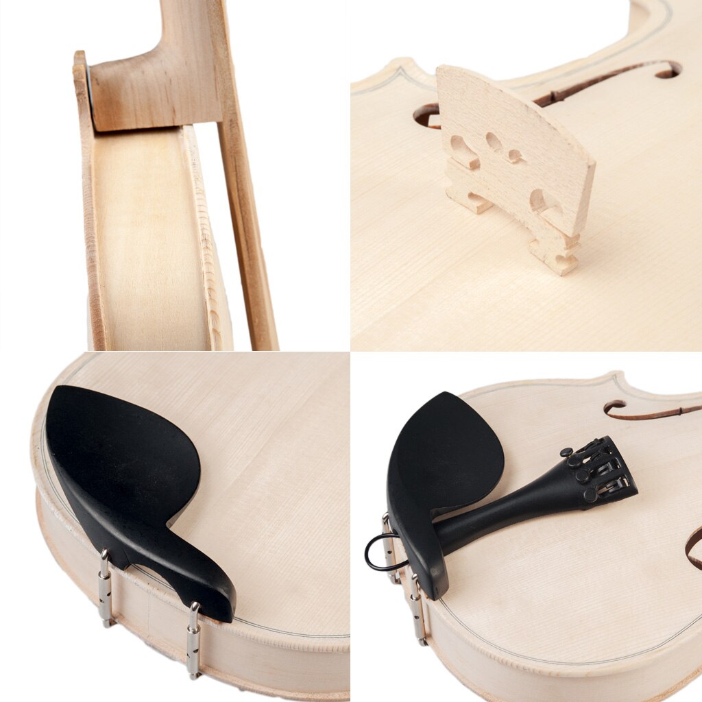 DIY Violin 4/4 Full Size Natural Solid Wood Acoustic Violin Fiddle Kit Spruce Top Maple Back Neck Fingerboard