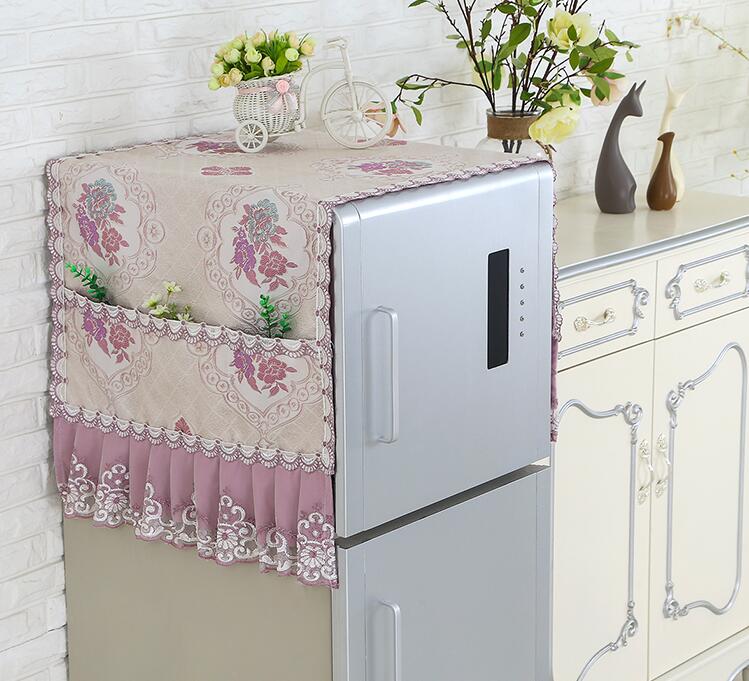 Fyjafon køleskab dækker støvdæksel dekoreret trykte køkken støvtætte dæksler med opbevaringspose 55*130/60*180/70*180: Mønster 2 55 x 145cm