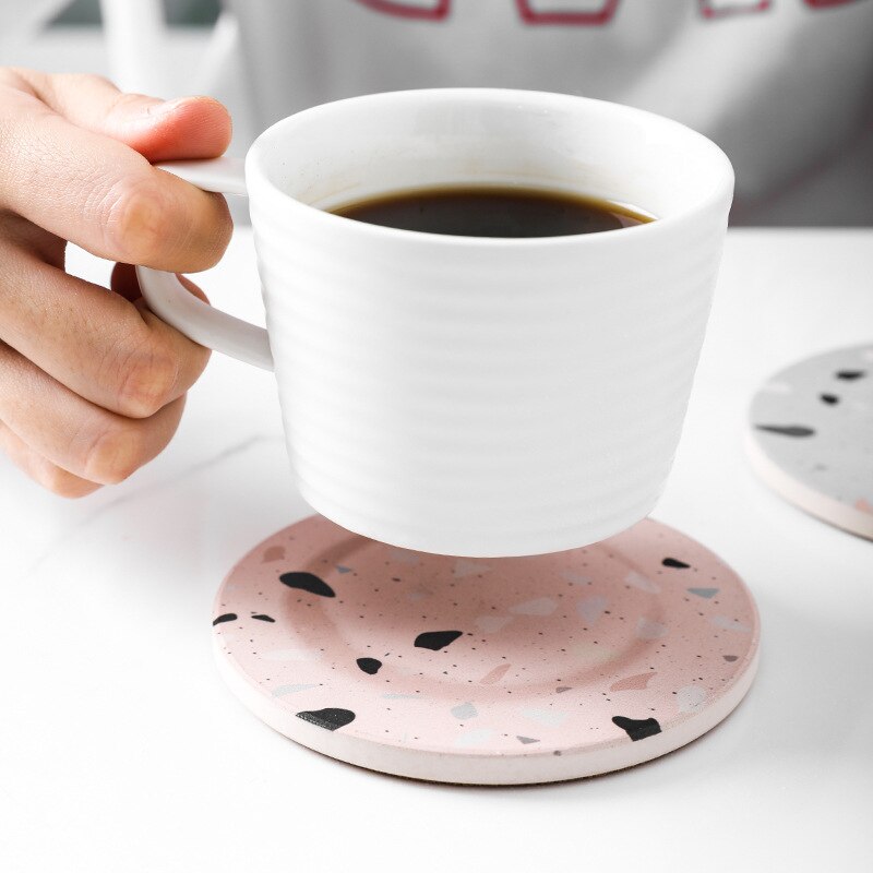 Coaster nordisk keramisk absorberende skridsikker kaffekoppude isoleringspude korkbund klassisk face coaster drink