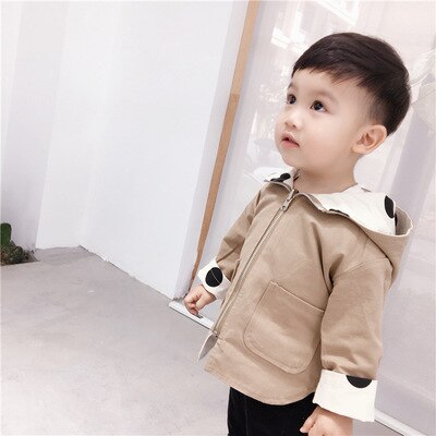 Spring Fall Baby Boys Girls Clothes Baby Kids Dot Jacket Toddler Wear On Both Side Windbreak Children Trench Coat Outerwear