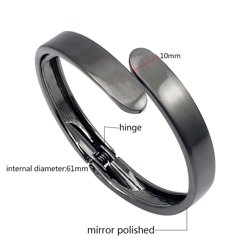 3 Colors Cuff Bracelets For Women/Men Stainless Steel Matte Bangle Jewelry Bijoux Accessories Valentine: black bangles